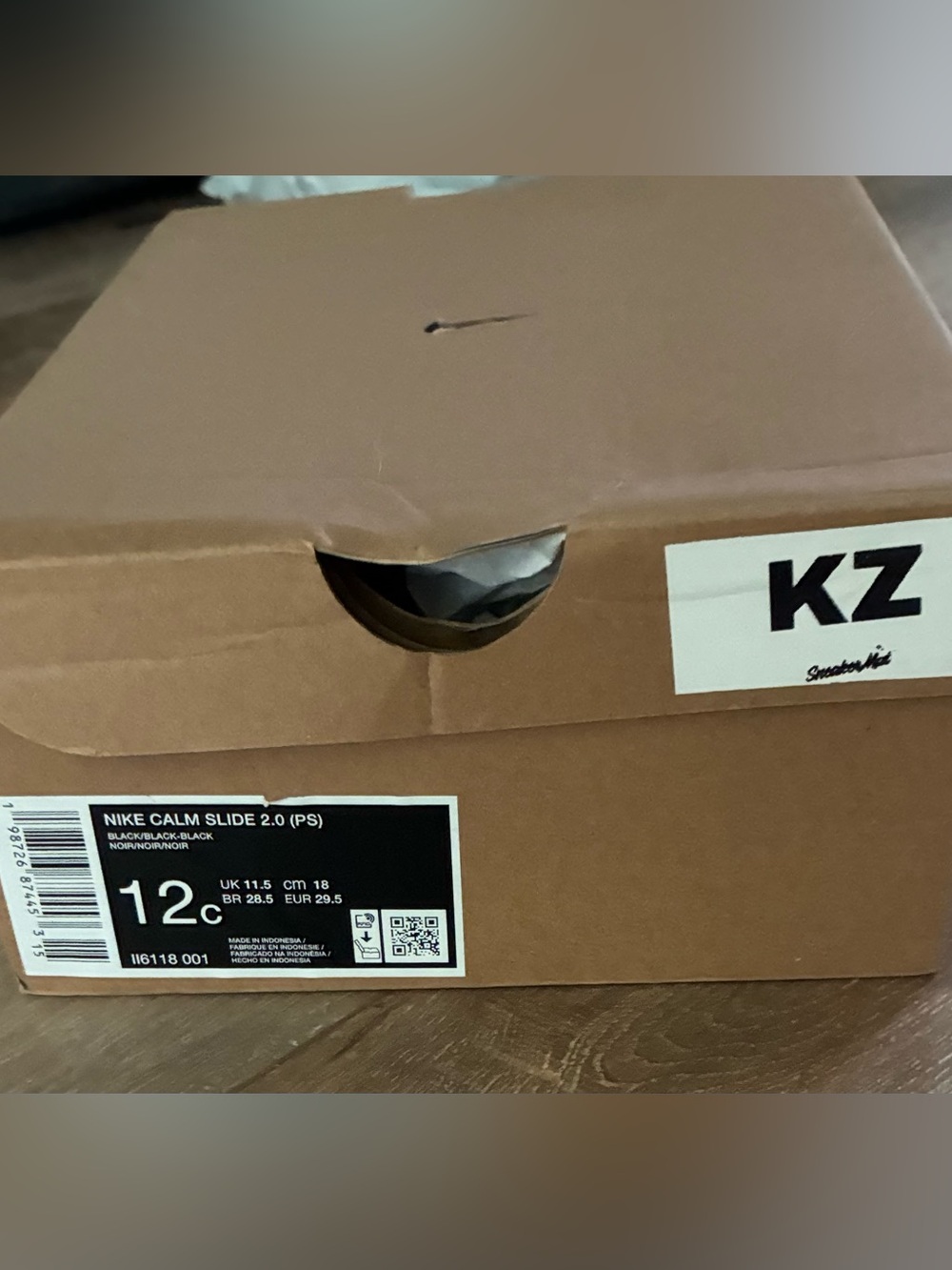 Nike Kids Black Slide Sandals - Calm Slide 2.0 (Size 12C)